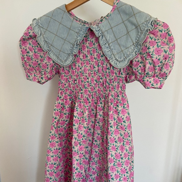 CHUU Pink and Blue Floral Puff Sleeve Dress - Picture 2 of 11